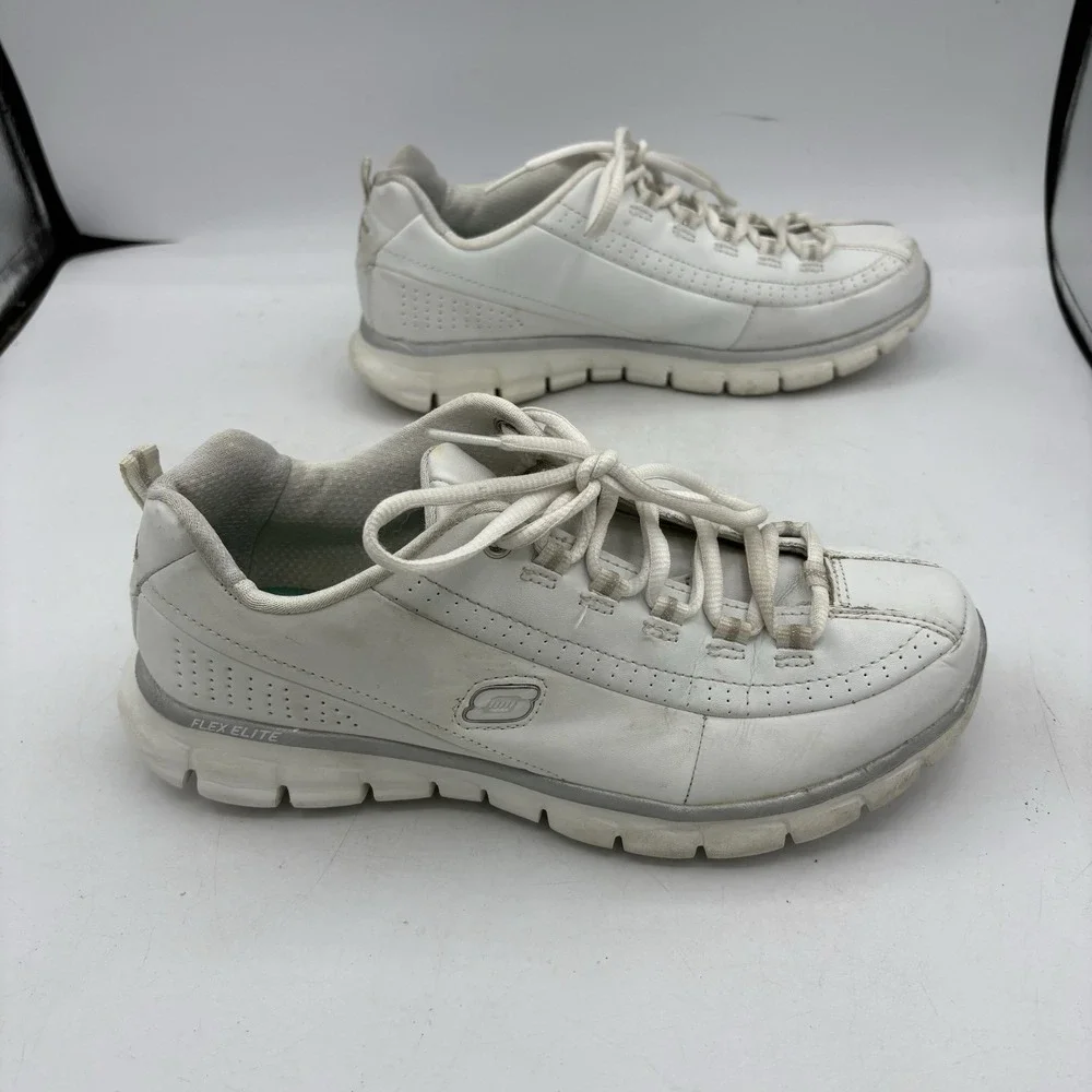 Skechers Shoes Womens Size 8 Synergy Elite Status‎ Leather White Sneakers